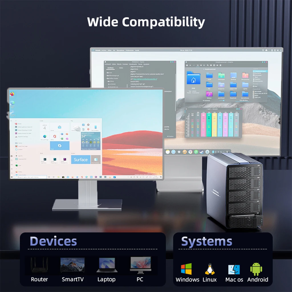 하드 드라이브 도킹 스테이션, 알루미늄 HDD 케이스 지지대, 2.5, 3.5 인치 HDD, SSD용 8 레이드 모드, 5 베이 SATA HDD 도킹 스테이션