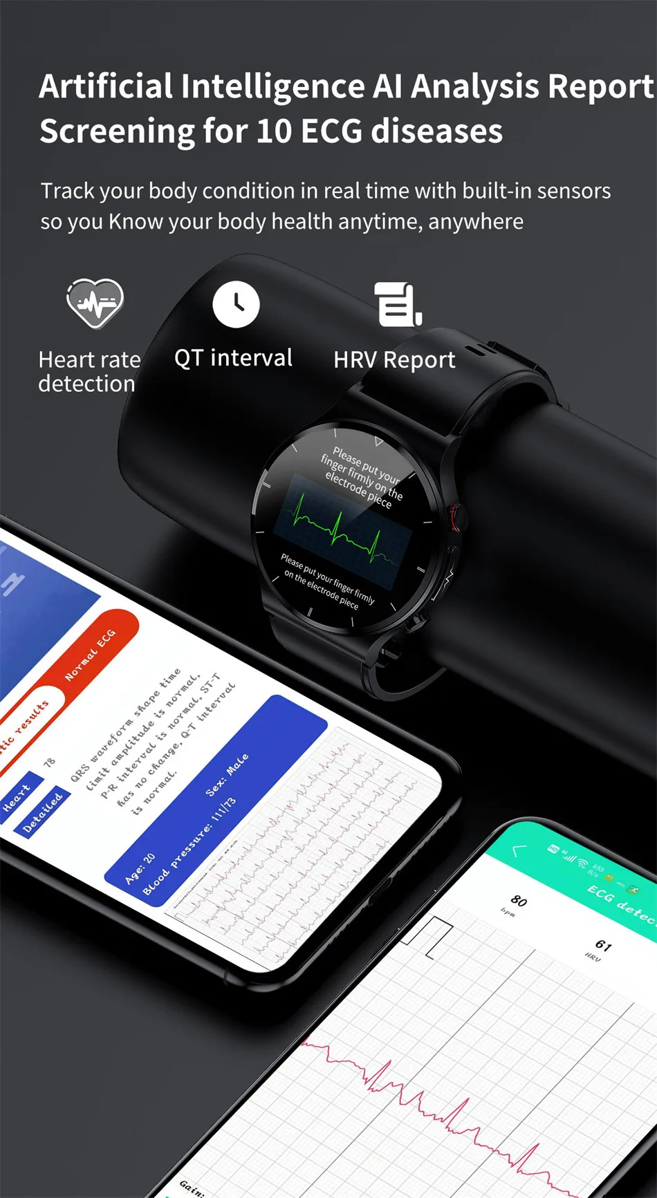 2022 New ECG+PPG Smart Watch Men Body Temperature Blood Oxygen Heart Rate IP68 Waterproof Wireless Charger Sports Men Smartwatch