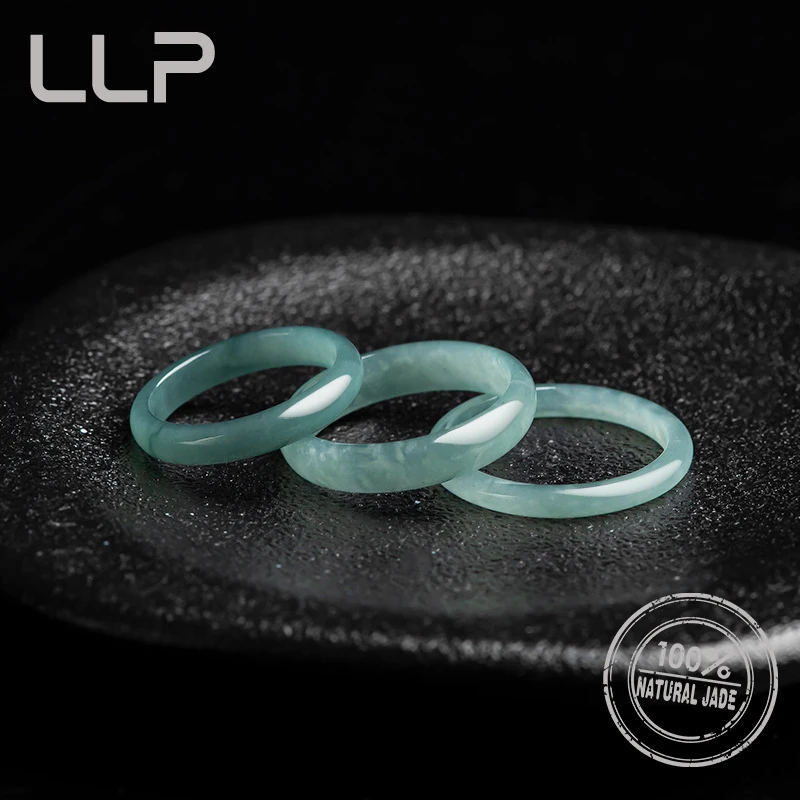 Genuine Natural A Goods Jade Blue Water Ring Fashion Charm Women Ice Jade Ring Jewelry Festival Gifts jade ring