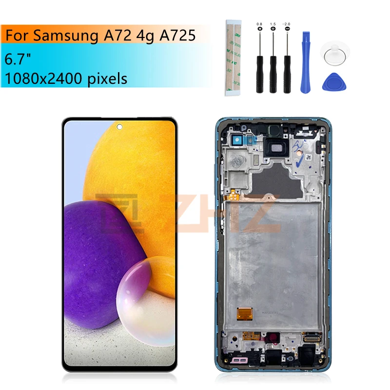 

For Samsung Galaxy A72 4G A725 LCD Display Touch Screen Digitizer Assembly A725 LCD With Frame Replacement Repair Parts 6.7"