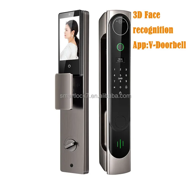 V-Doorbell App 3D Face Recognition Smart Door Lock With Camera Wifi Biometric Fingerprint Security Fully Automatic Smart Lock 4