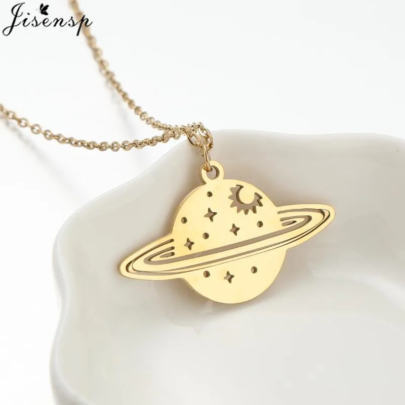 Fashion Saturn Charm Necklace Women Gothic Death Planet Jewelry