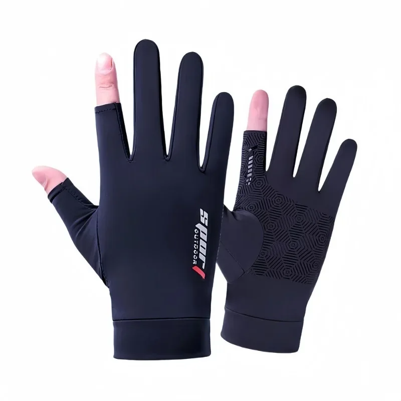 Ice Silk Halffinger Cycling Gloves for Men and Women Outdoor Sports Fitness Driving Fishing Highelastic Comfortable 4