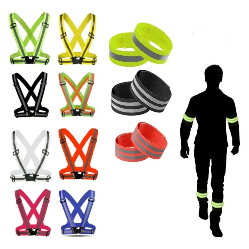 NewColorfulReflectiveStrapWristStrapNightRunningCyclingVest
