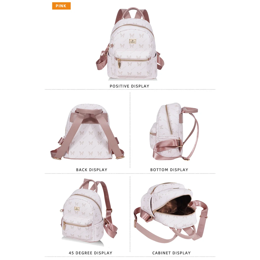 1Pcs【Multi-Compartment Design】Women's Butterfly Print Small Backpack Mini Portable Large-Capacity Backpack Fashionable Casual Multi-Functional Storage Bag