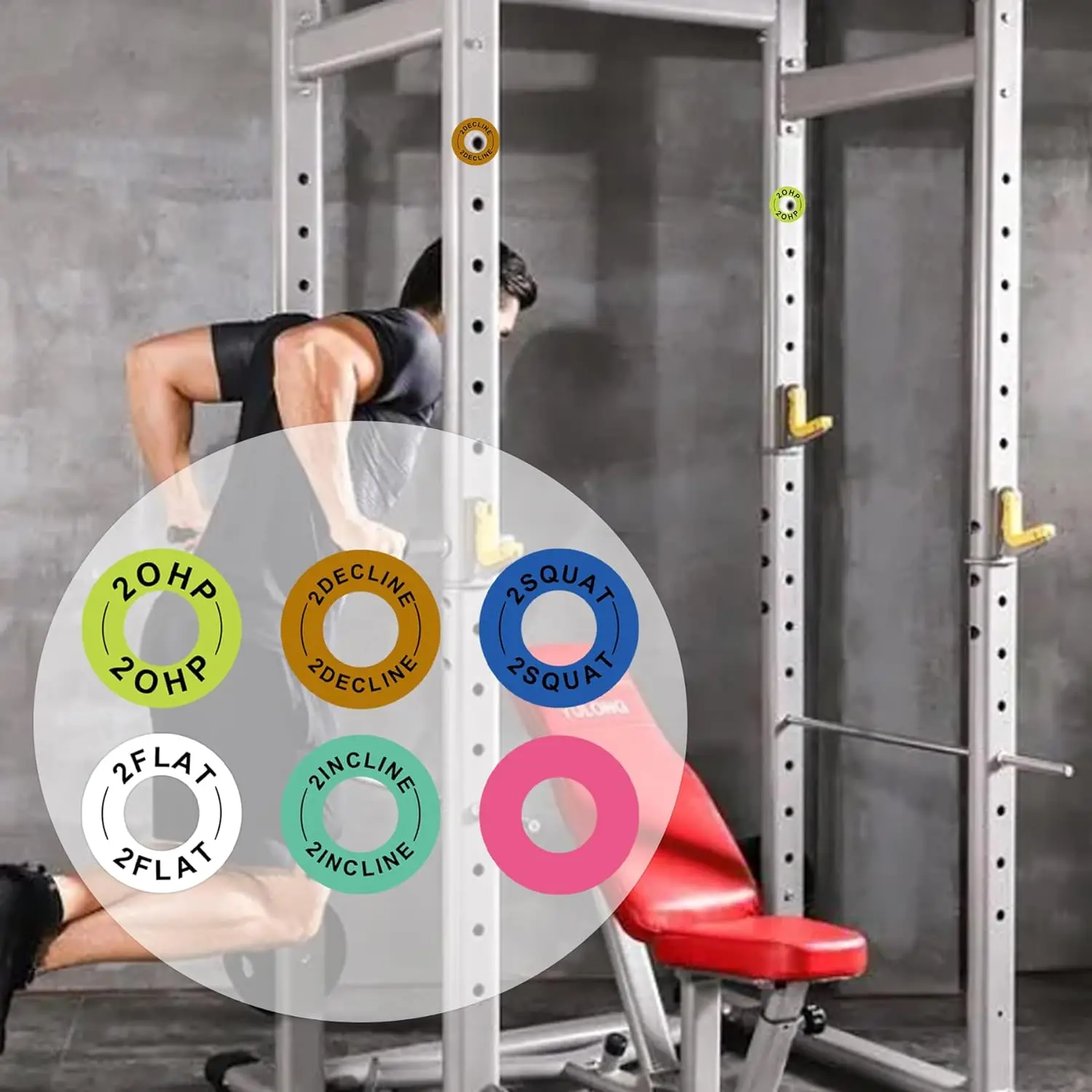 Large Squat Rack Magnetic Position Markers 2inch Power Rack Reminder Labels Squat Magnets Identifier Rings 12Pcs