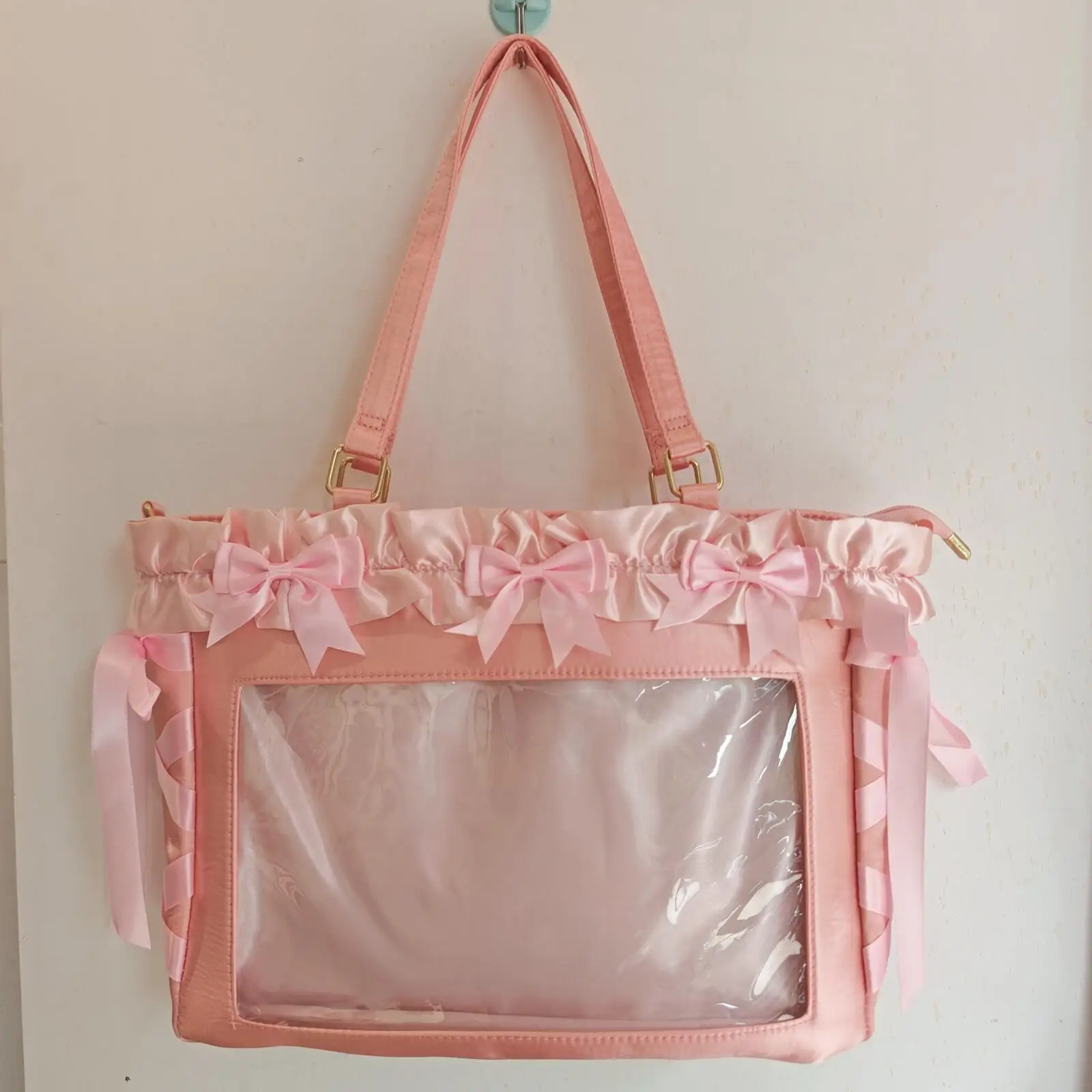 Neue Y2K Schleifenband Ita Umhängetasche Süße Mädchen Transparente Große Schultertasche DIY Display-Handtasche Damen Satin Tragetasche – Detail 4