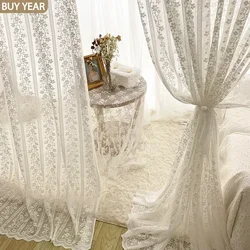 American Curtains for Living Dining Room Bedroom Nordic Tulle Curtains White Lace Tulle Curtains Finished Product Customization