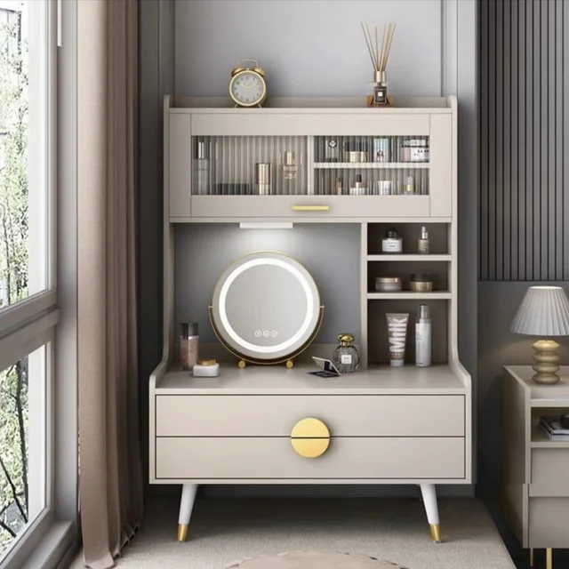 Coiffeuse de luxe avec baie vitrée, Table de maquillage pour balcon, Simple, petit appartement, chambre à coucher, rangement, meubles de chambre à coucher 1