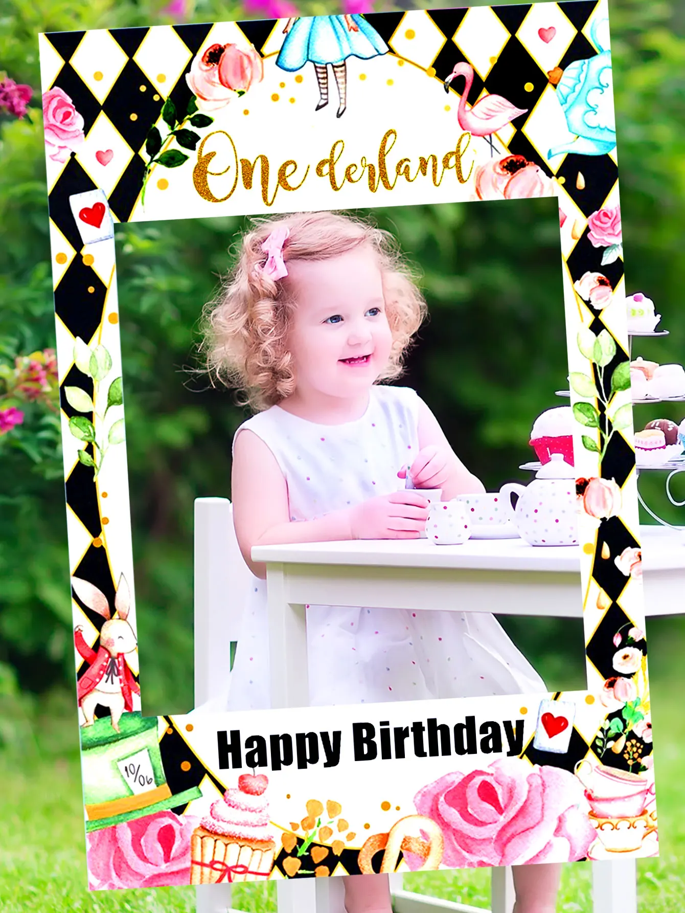 Alice in Onederland 1st Birthday Backdrop Alice in Onederland Party Supplies Party Photo Booth Props