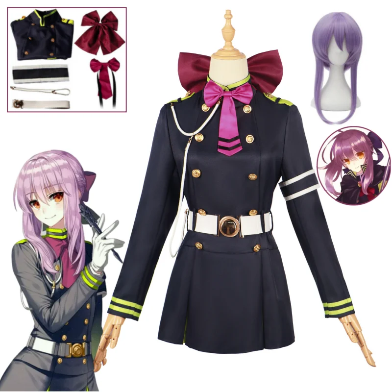 

Anime Jepang Owari No Seraph Owari No Seraph Hiiragi Shinoa Cosplay Kostum Purple Uniform Anime Full Halloween Party Costume