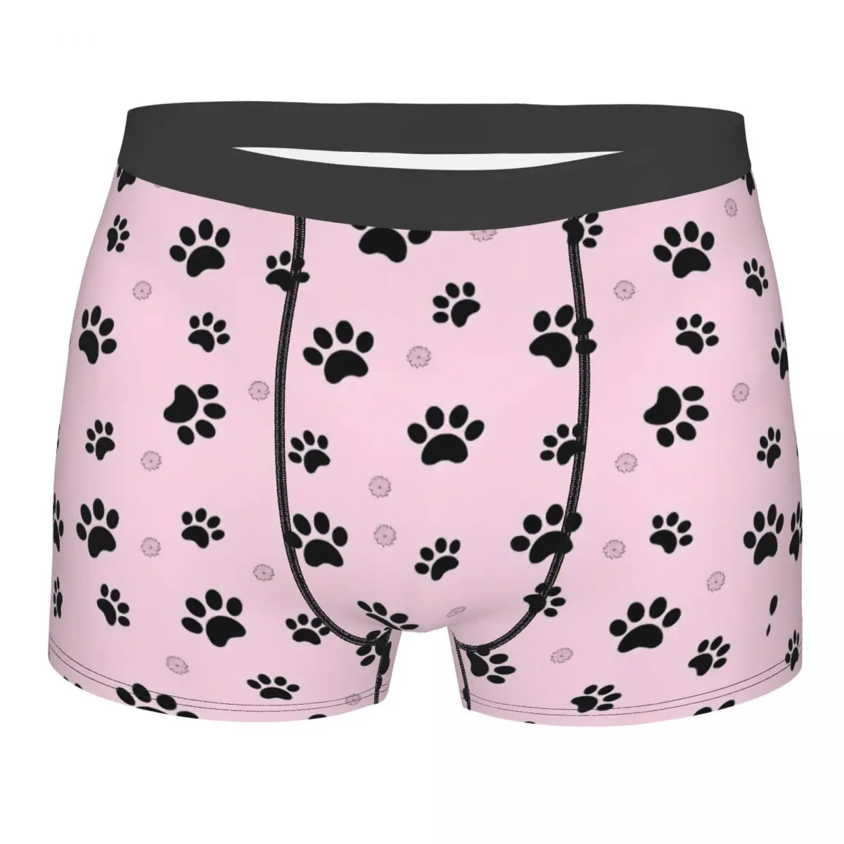 Men Dog Paw Pink Mens Underwear Novelty Boxer Boy Shorts Panties Homme Polyester Underpants Plus Size Gay Mens