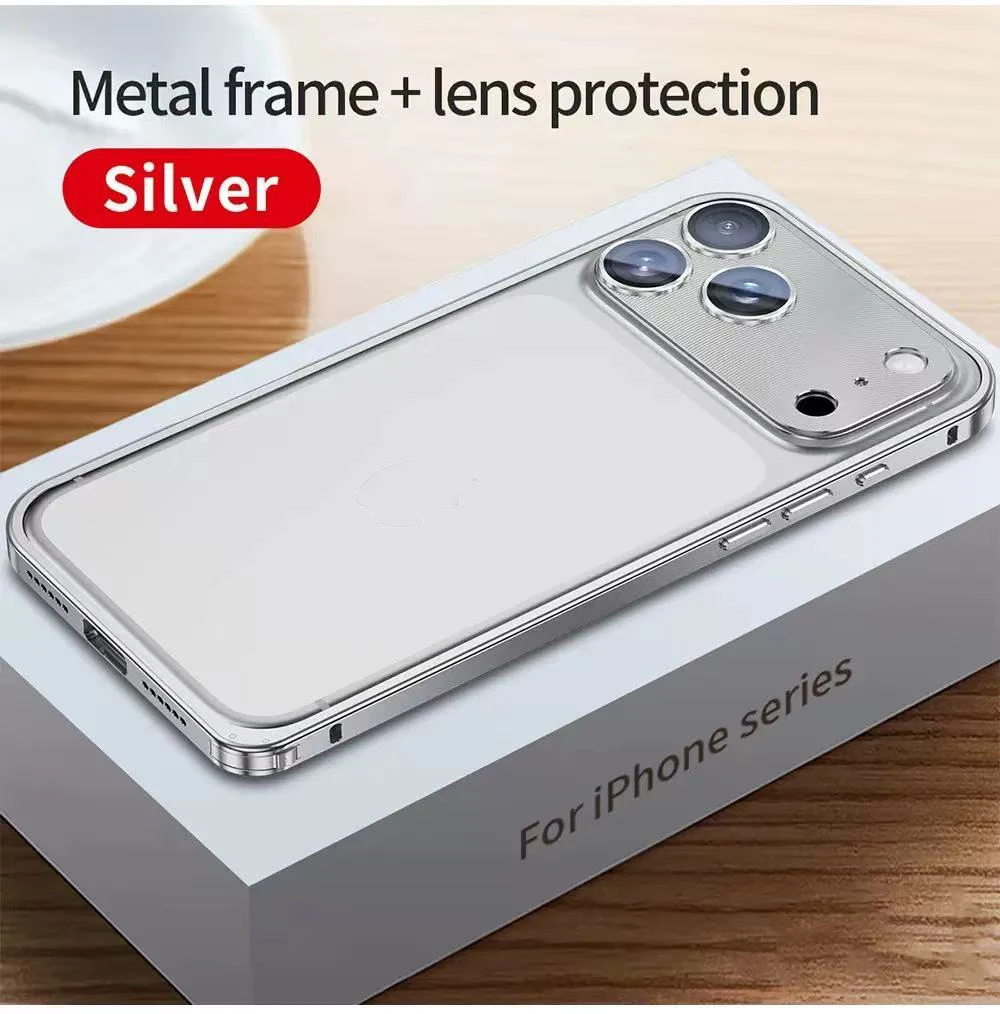 Sleek Metal Aluminum Alloy Phone Case with Semi-Transparent Protective Cover