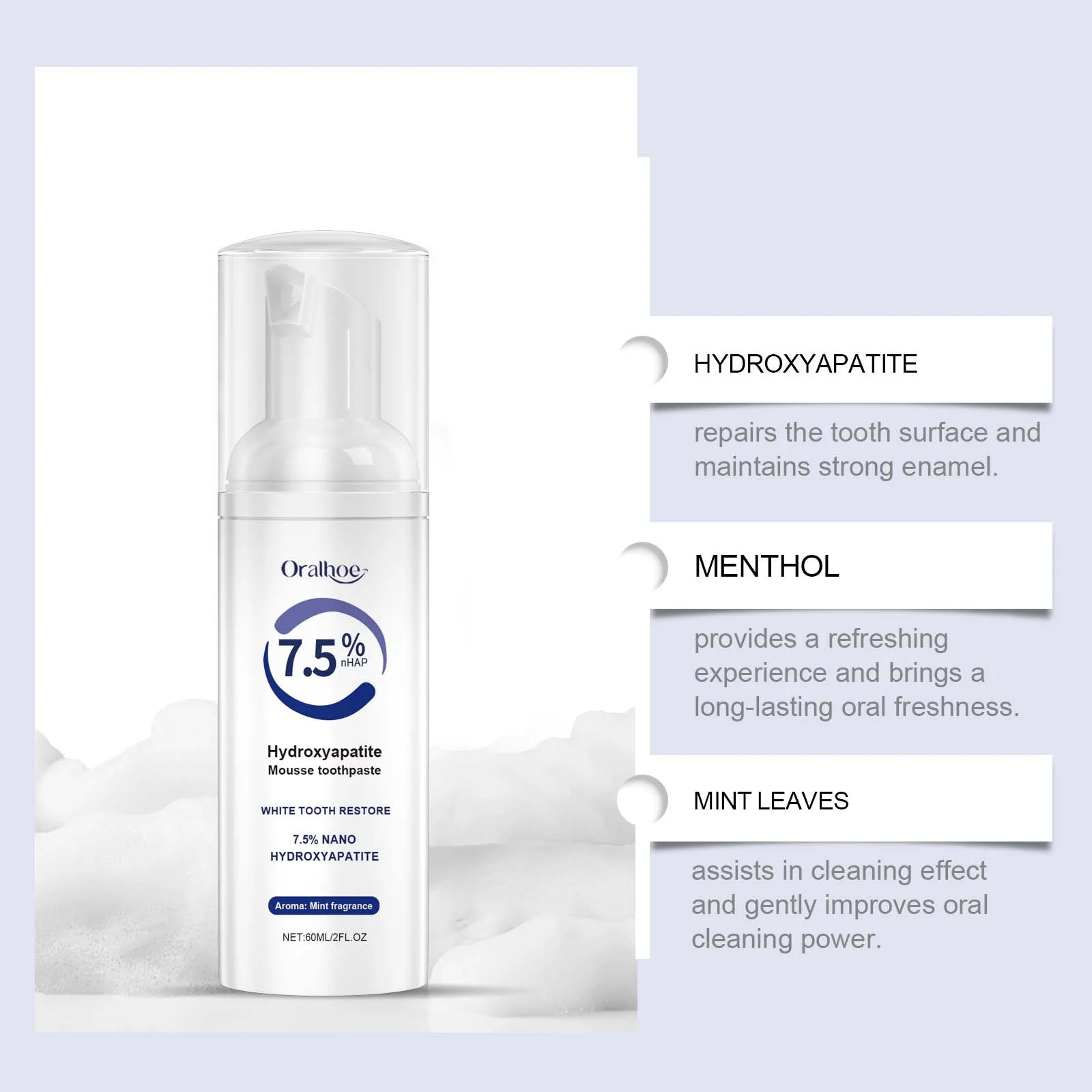 Hydroxyapatite Toothpaste Dental Plaque Stain Remover Cleaning Oral Fresh Breath Improve Sensitive Teeth Whitening Tooth Gel Pen for Teeth Whitening Product Teeth Health Product