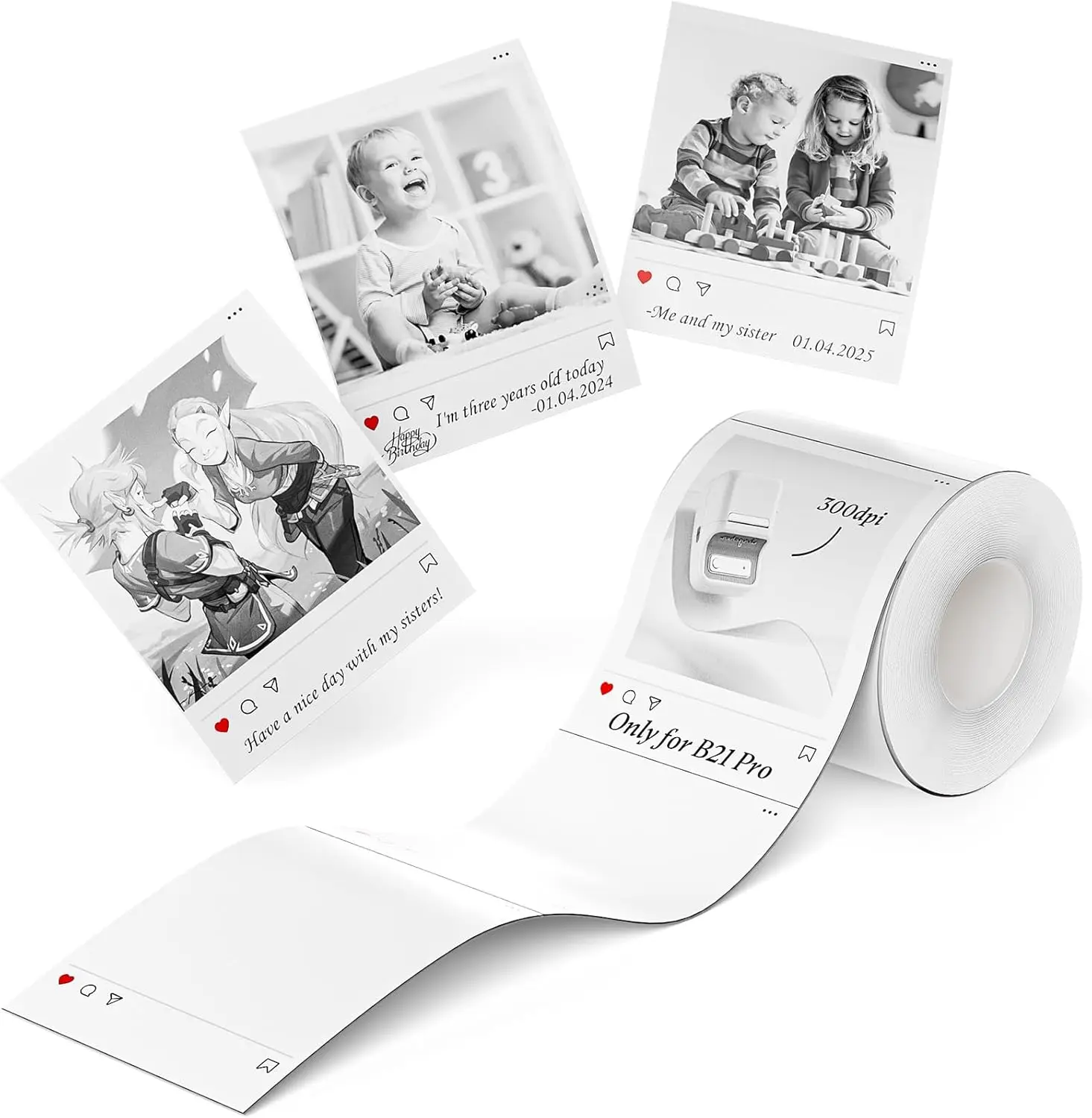 For NiiMbot B21Pro Photo Paper Thermal Label Printer Red Black Label Sticker High-definition Picture Printing Adhesive Backing