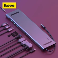 Baseus USB Type C HUB to 3.0 USB HDMI-compatible RJ45 USB HUB for MacBook Pro USB Splitter Multi 11 Ports Type C HUB USB-C HUB