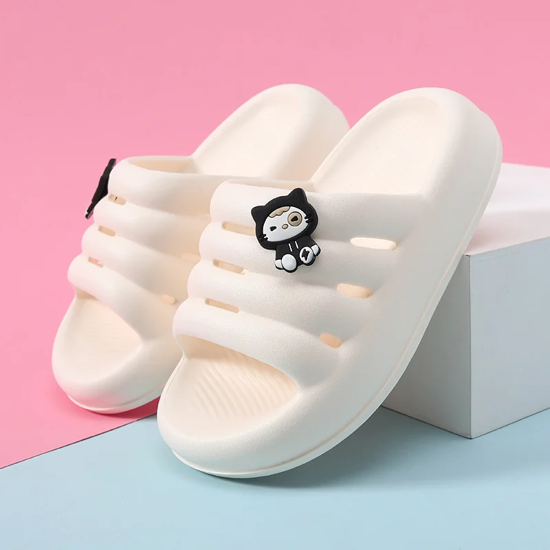 

Summer Cute Cartoon Children's Slippers Bathroom Beach Animals Cat Pattern Breathable Non-slip Soft Home Baby Boys Girls Kids