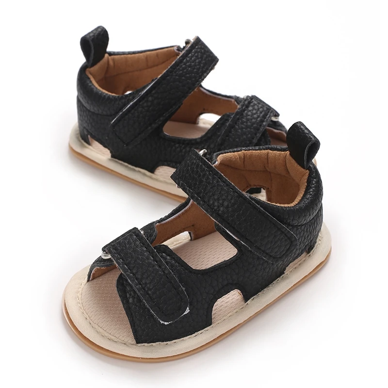 Summer Baby Boys Sandals Solid Color Artificial Leather Breathable Non Slip Shoes