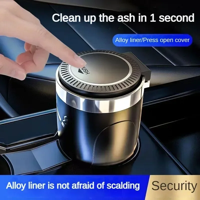 Metal Car Ashtray with LED Light and Cover