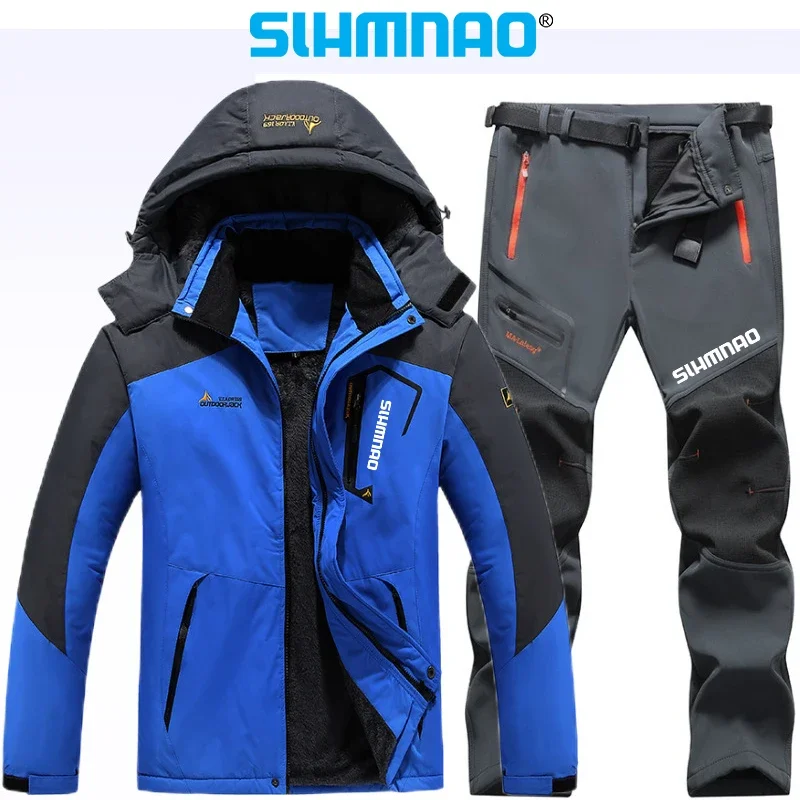 New Winter Fishing Suit Men's Fisherman Fishing Jacket Long Pants Thick, Warm, Waterproof, Windproof Snow Skiing Suit Set 2025