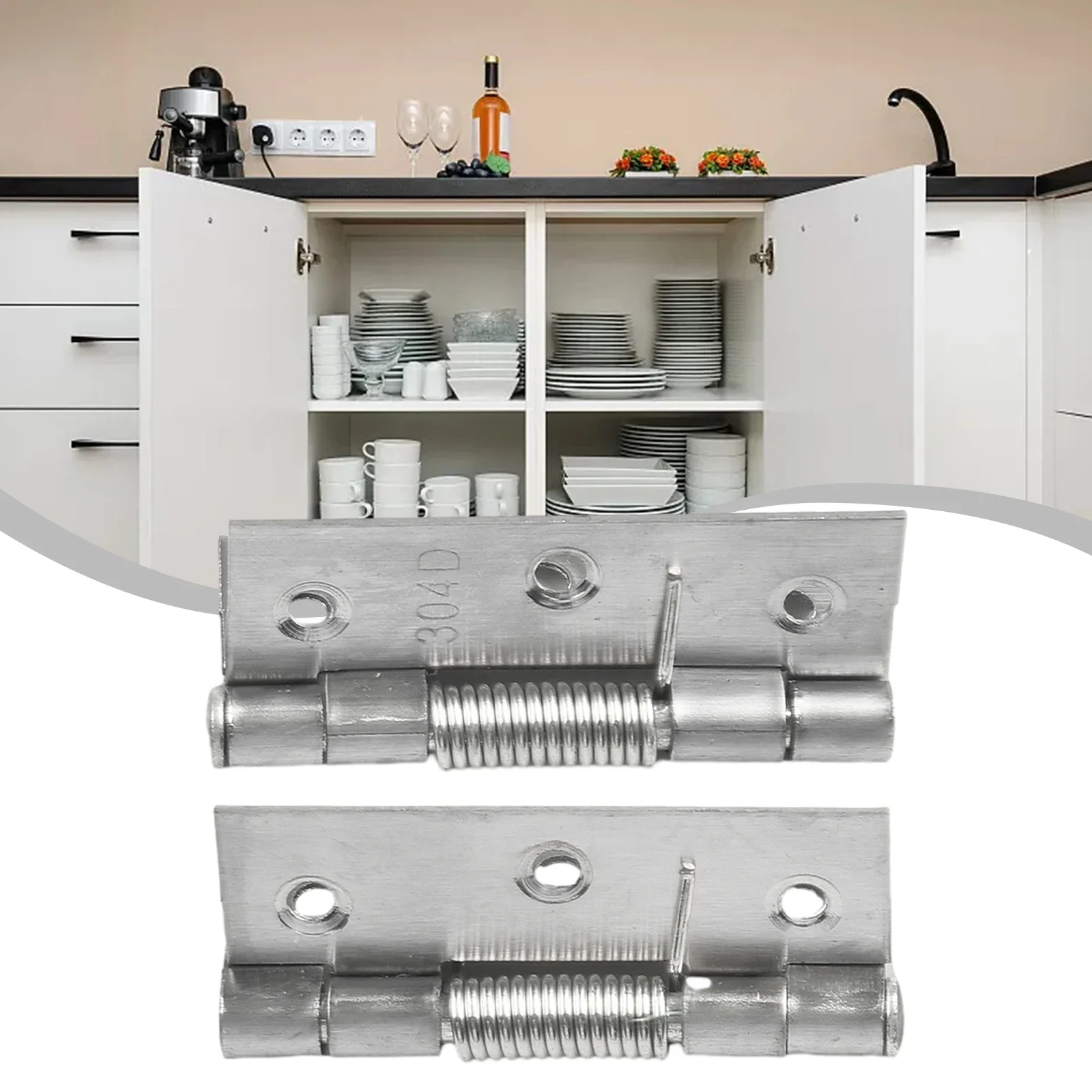 Stainless Steel Hinges 2pcs Self Closing Spring For Cabinets