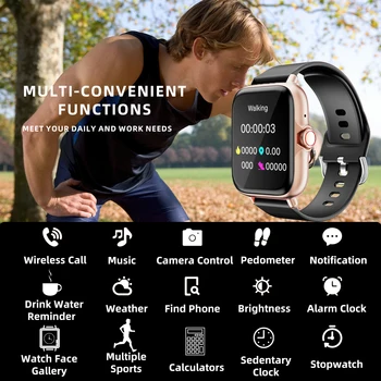 1.83'' Smart Watch with Message Answer Call Sleep Monitoring Sports Pedometer Information Alerts For iPhone Android 2