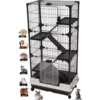 Large 5-Level In/Outdoor Small Pet Cage with Solid Platform Ramp Leakproof Litter Easy Clean 2-Inch Deep Tray Lockable Casters 1