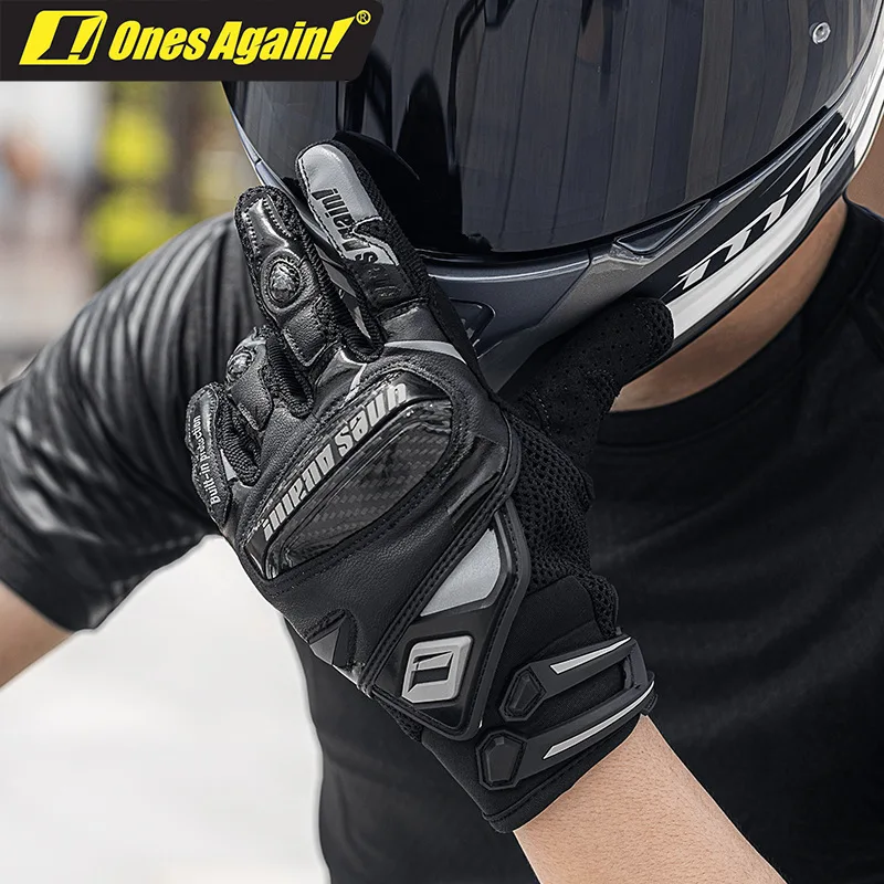 Ones Again! Motorcycle Gloves Breathable Carbon Fiber Moto Motorbike Racing Gloves Motocross Riding
