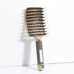 Women's Detangling Hair Brush - Bristle & Nylon Wet Massage Comb for Curly Hair and Salon Styling (ZMDWS - golden)