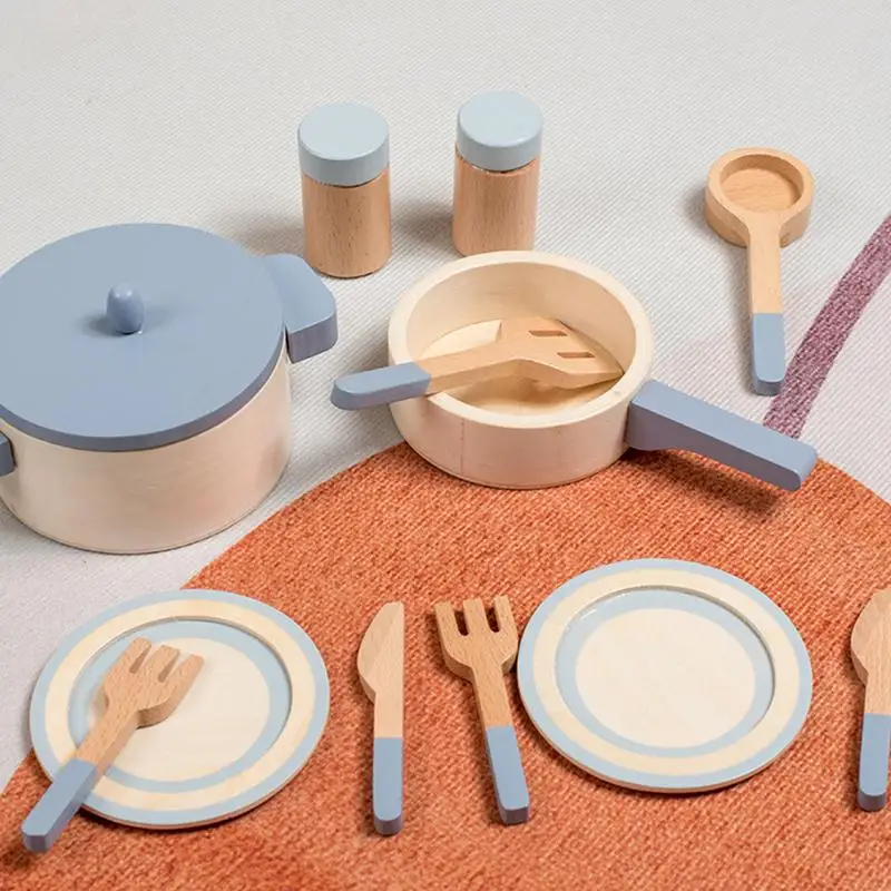 Wooden Kitchen Toy Set Wooden Montessori Toys Pots And Pans Kitchen Set