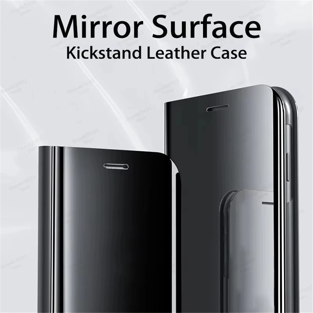 Luxury Mirror Flip Shockproof Leather Phone Case Cover