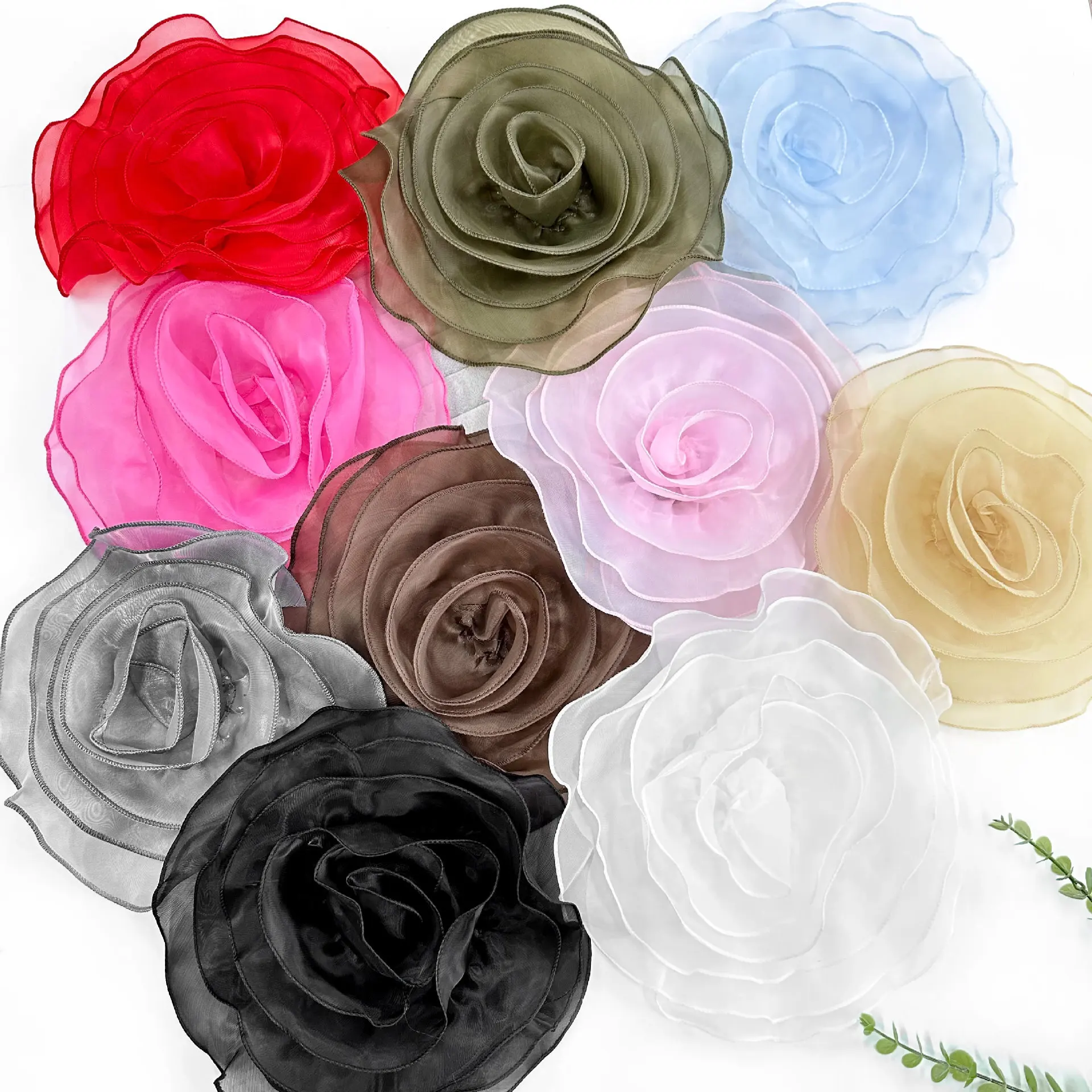 3D Organza Flower Corsage Artificial Rose Flower Patch Chest Sewing Applique Brooch Accessories Clothing Dress Neck Decor