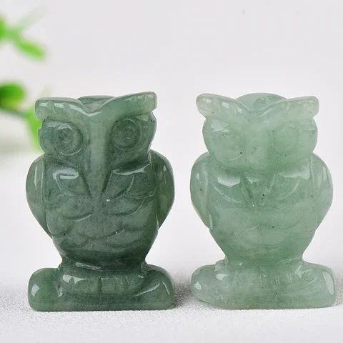 

100% Natural Stone Carved Owl Animal Ornaments Handmake Rose Quartz Crystal Stone Crafts Figurine Home Decor Collect Gifts 1PC