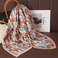 Luxury Print Satin Silk Square Scarf for Women Shawl Hijab Neckerchief Female Hair Ribbon Headband Fashion Wrap Bandana 2023 New - Image 3