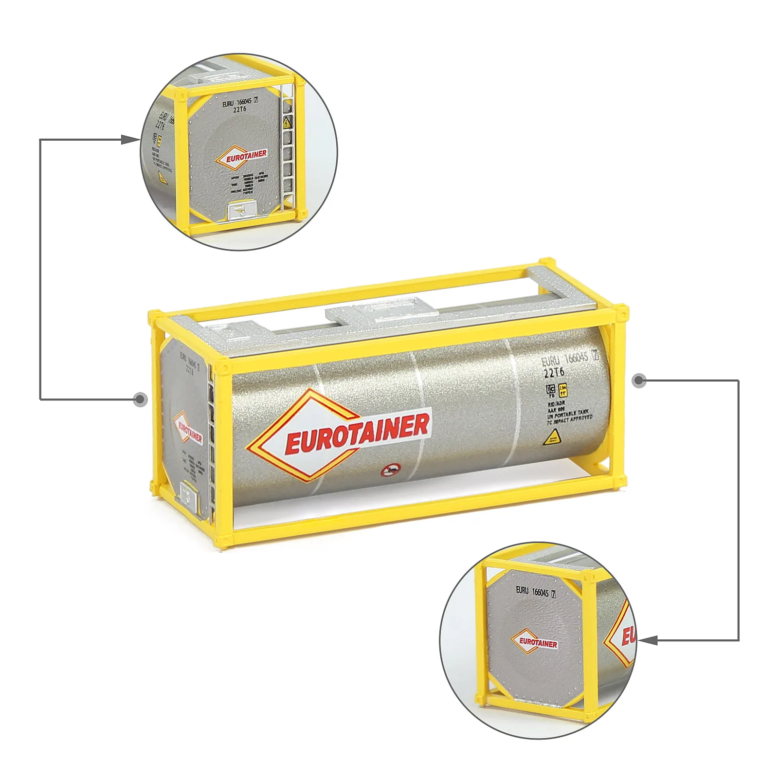 Evemodel Oil Tank 2-Pack - 20' Intermodal Tanktainer Container N Scale