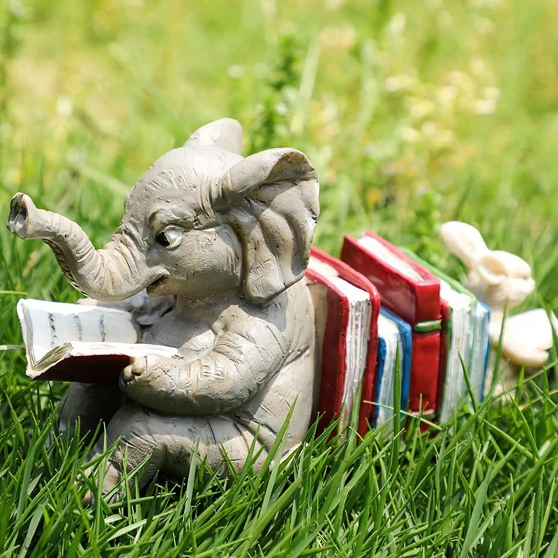 Elephant Animal Reading Studying Statue Bookends Animal Statue Decor Home Decor