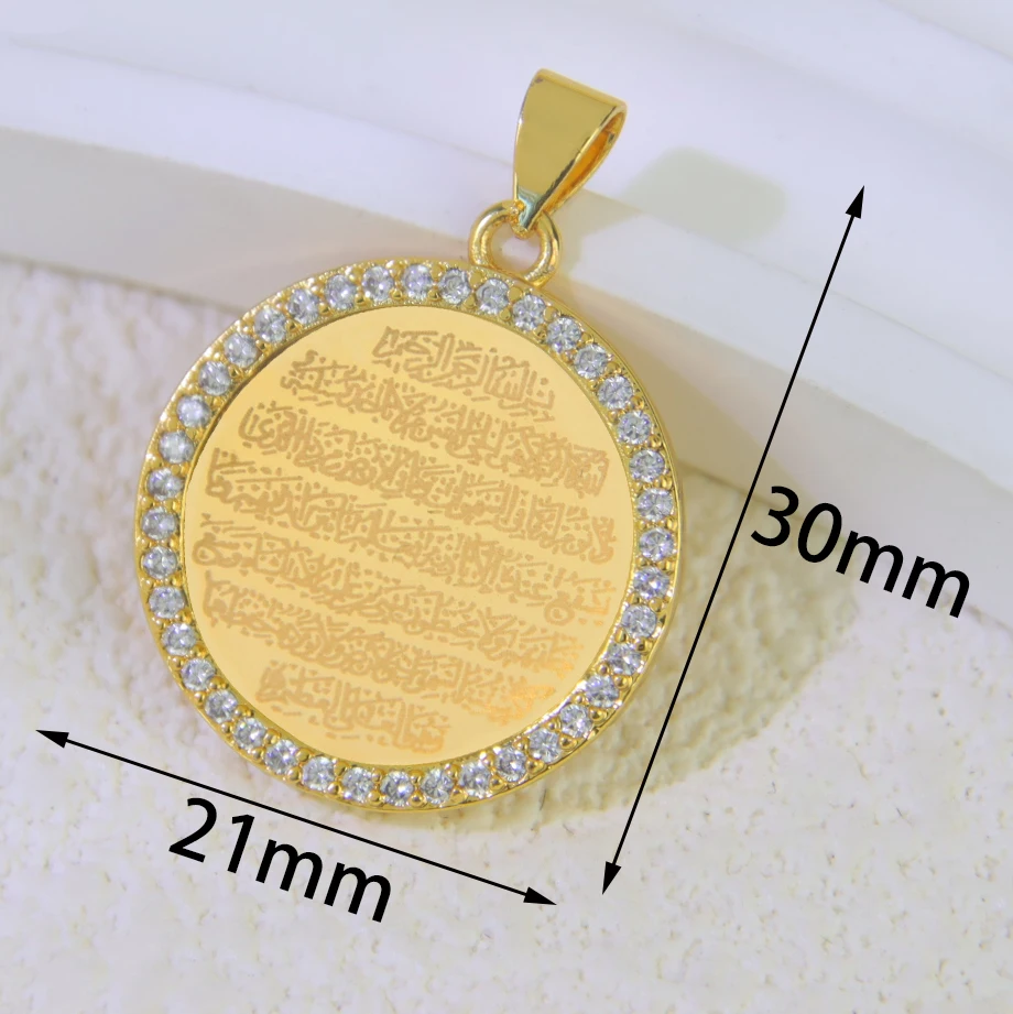 Italienischer Gold-Kubikzirkon-Anhänger, 18 Karat vergoldet, Dubai, islamische Damenmode, Halsketten-Anhänger, arabischer religiöser ethnischer Schmuck – Detail 7