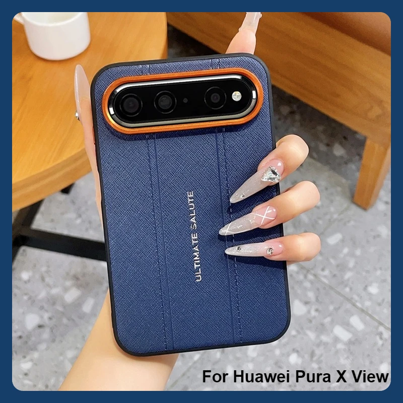 Luxury Cross Texture PU Leather Protective Case with Slim Camera Ring