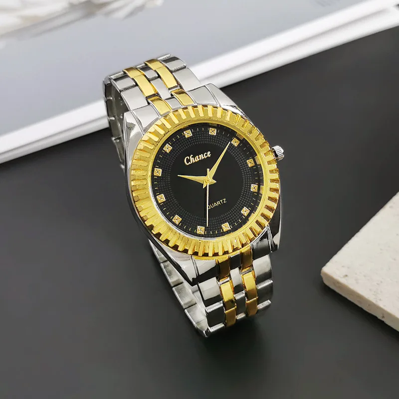 Men's and women's business watches, sun patterned quartz watches, alloy steel strips, couple watches