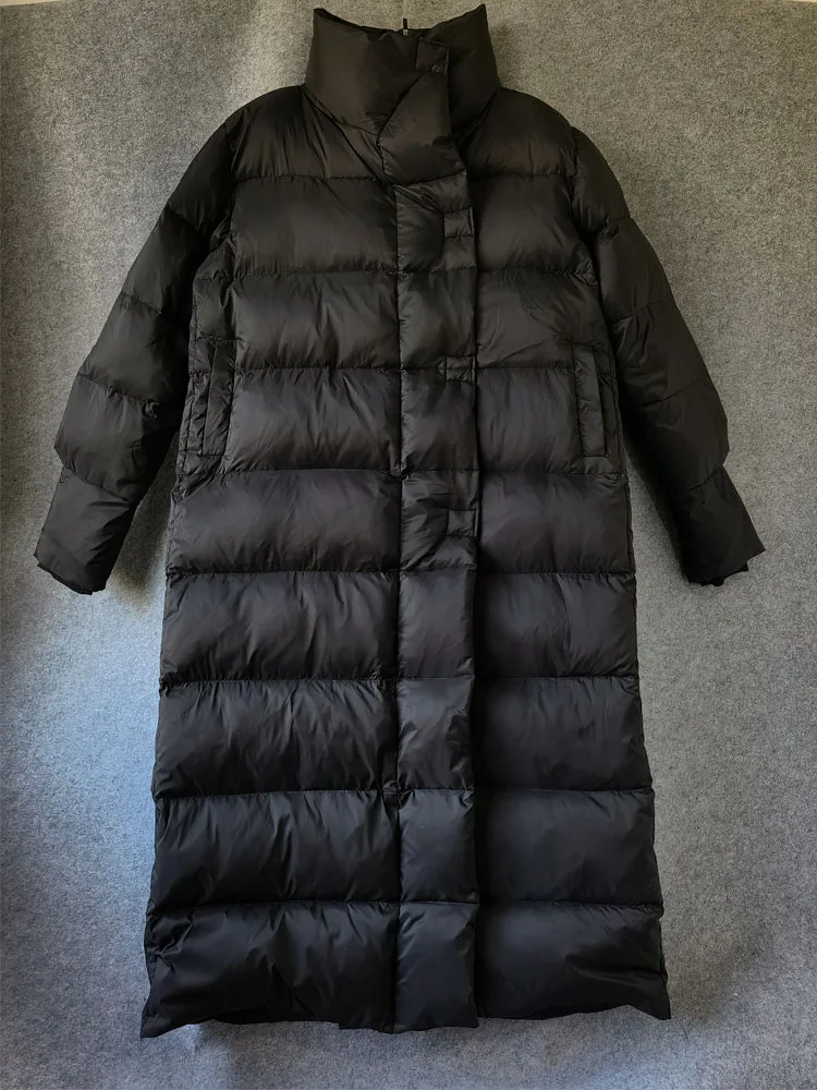 Luxury Women's Long down jacket Large size 2023 Winter Thick warm Turtleneck puffer coat Oversize Black High quality INKEO 3O117
