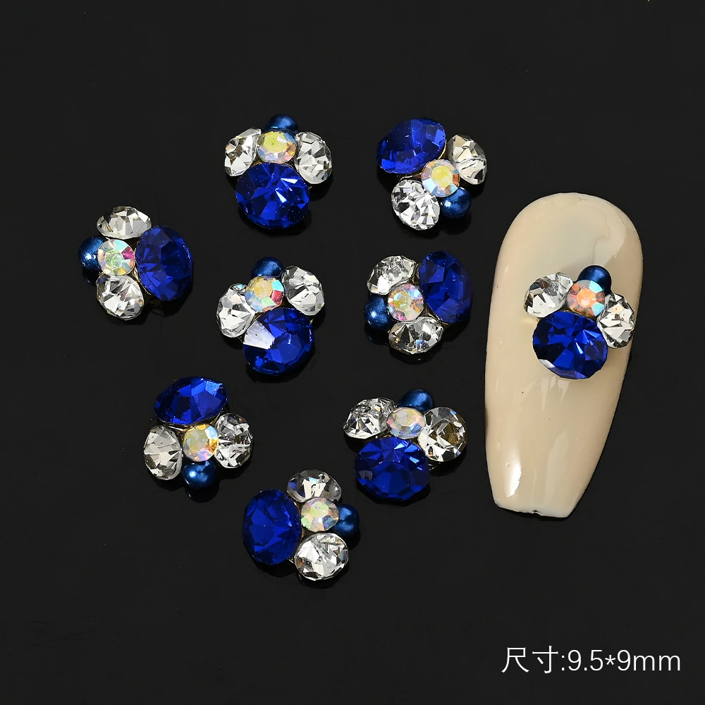 10pcs Pearl Rhinestone Flower design Alloy Nail Art Decorations Glitter DIY 3D Nail Jewelry Pendant Crystal Gems Charms Jewelry