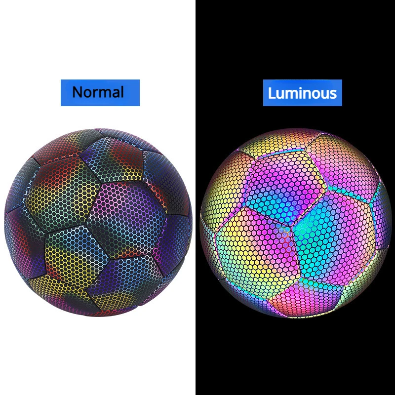 Luminous Football Size5 Machine-stitched Reflective Football Pu Training Game Adult Luminous Soccer Training Equipment