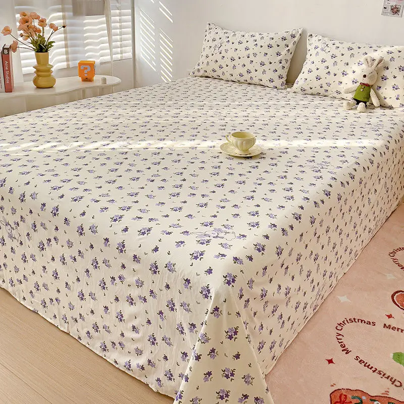 1 pc Cherry Bed Sheet for Spring High Quality Soft Fabric Sheets Flowers Flat Bed Sheet for Girls Kids Bedding (No Pillowcase) 3