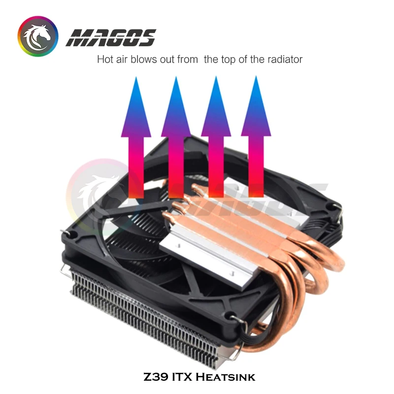 Refrigerador a ar Cpu para Caixa Mini Itx Ultrafino 39 mm de Altura Z39 Tubos de Calor Radiador Cpu Controlo Pwm 4pin Amd Plataformas Intel - Imagem 5