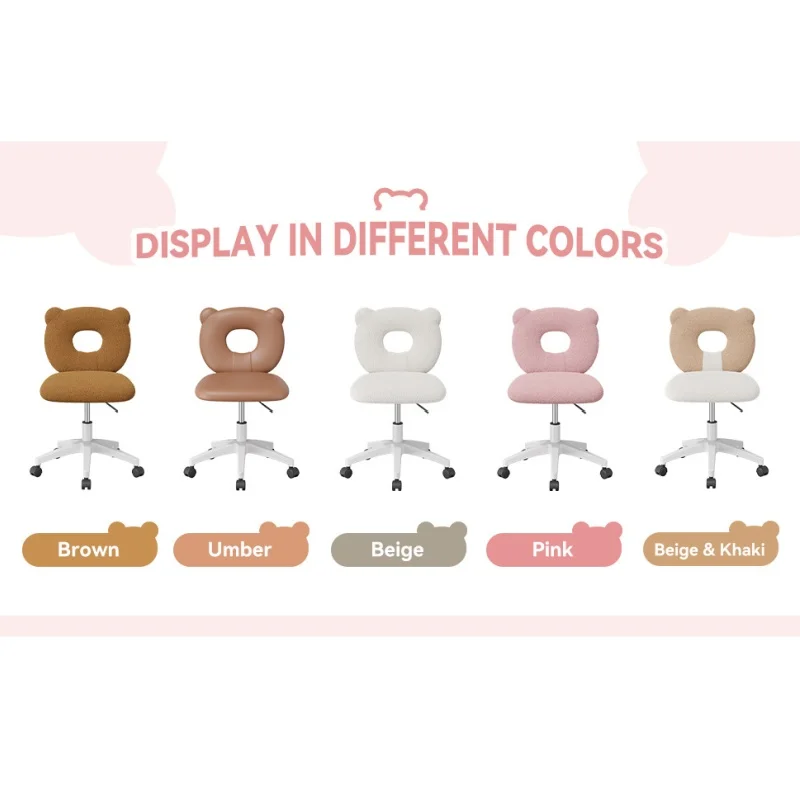 Little Bear Office Chair Female Male Dormitory Backrest Chair Pink Cute Bedroom Living Room Chairs Learning Chair Furniture Home 6