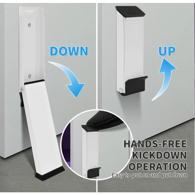 Safety Door Stopper Heavy Duty Foldable Steel Stopper with Rubber Grip for Home Metal Gate Blocker Kick Down DoorStopper