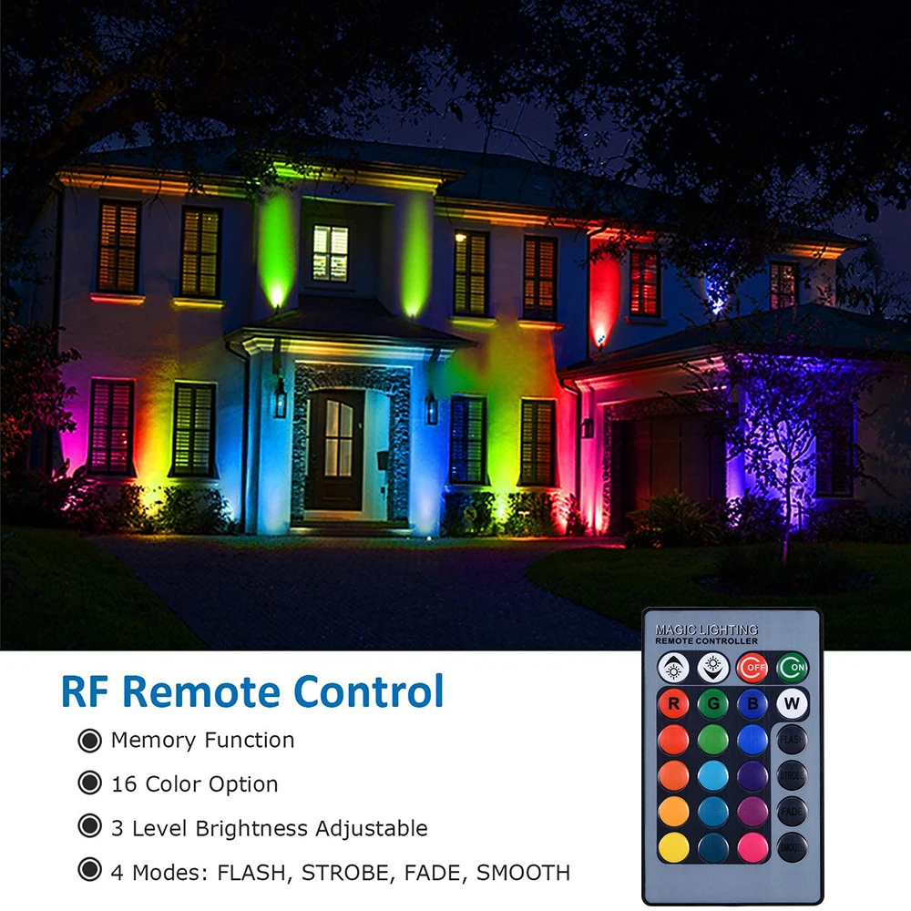 Luzes de Controle Impermeável ao ar Reino Unido Plug 5w Rgb Led Paisagem Remoto Pode Ser Escurecido Jardim Luzes 85-265v Livre Caminho Gramado Lâmpadas D30 Eua - ue 10 Online shopping