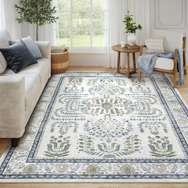 Retro Living Room Carpet Large Area Light Luxury Bedroom Rug Machine Washable Non-slip Sofa Coffee Table Floor Mats Alfombra 러그