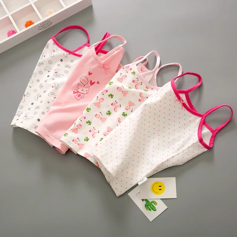 Summer Style Girls Cotton Tank Tops Lace Camisole Baby Undershirt 2-8T Teenager Singlets girls tank tops