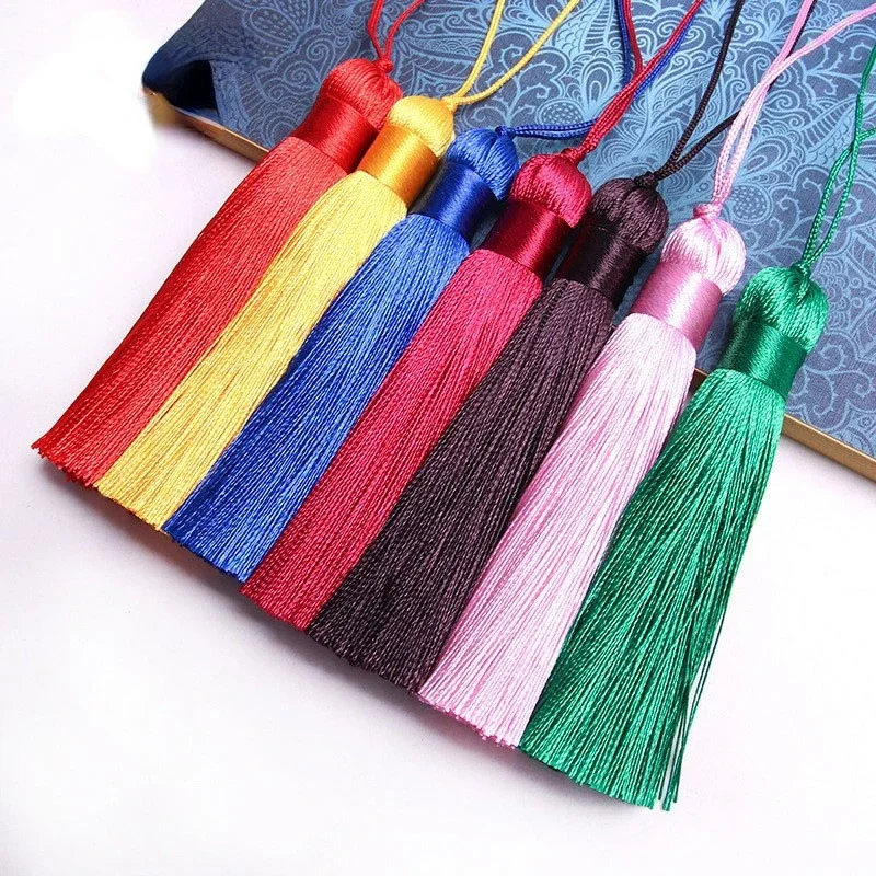 2/5/10Pcs Silky Floss Tassels 16cm Chunky Soft Elegant Handmade with Cord Loop Chinese Knot for Jewelry Making